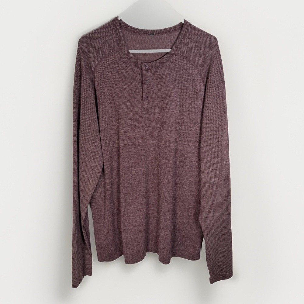 Lululemon Henley Shirt Metal Vent Tech Mens Sz XXL Long Sleeve Red Dust Active